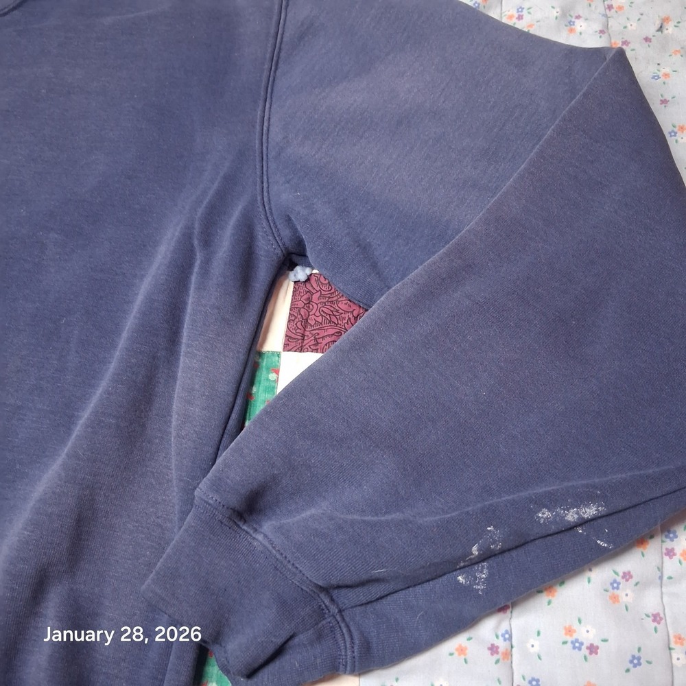 Carhartt V Stitch Dark Blue Sweatshirt Size Large Tall LT Crew Neck Distressed - Picture 3 of 9